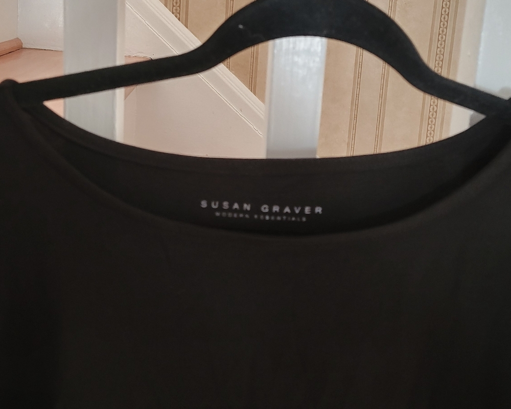 SUSAN GRAVER Modern Essentials Longsleeve Black Top Plus Size 1X - Picture 4 of 7